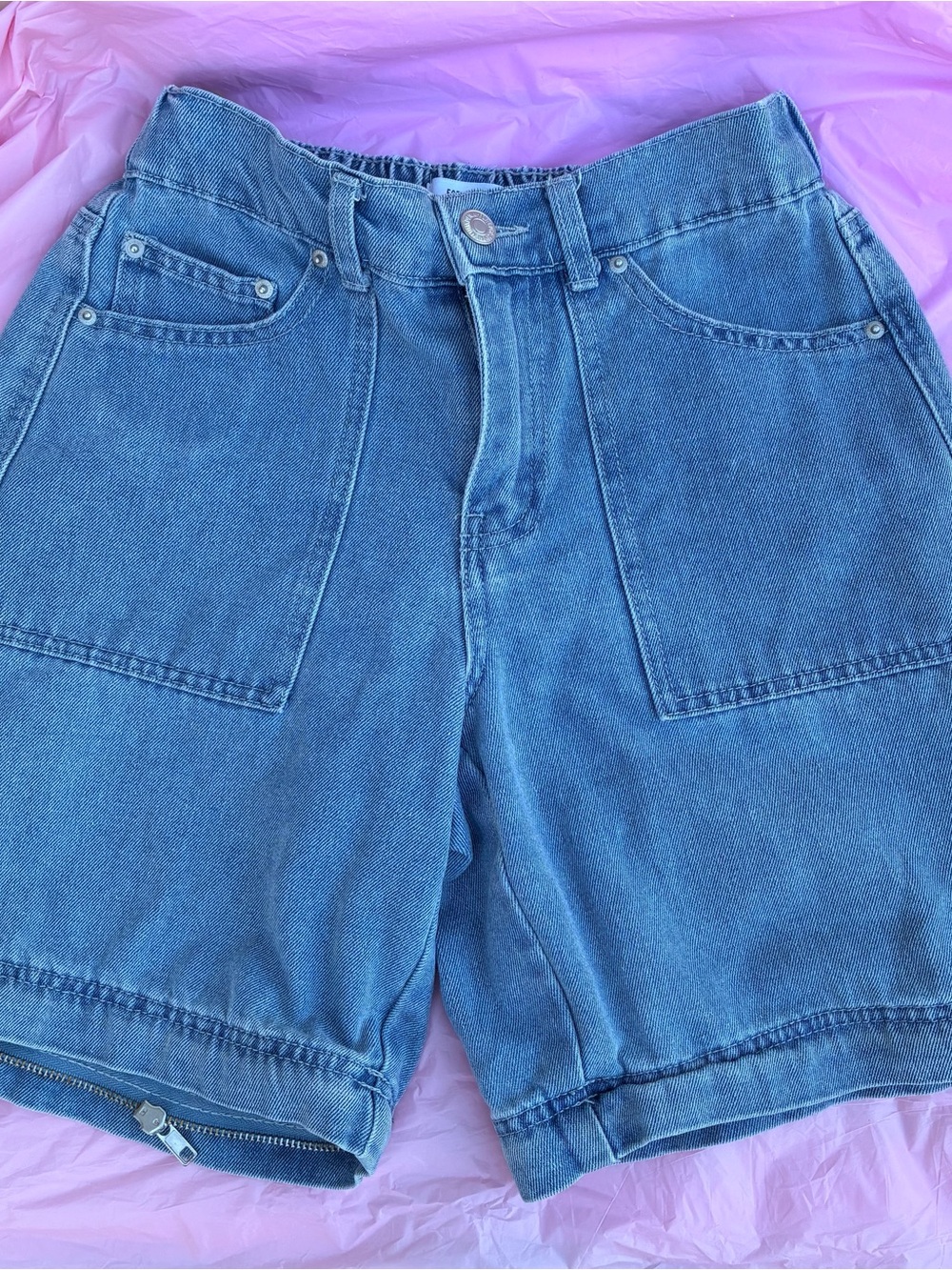 Forever 21 Women’s Blue Denim Cargo-Style Shorts 90s Summer Sz XS